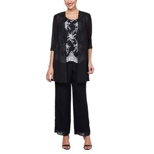 Le Bos 2-Piece Duster Set with Embroidery black 10